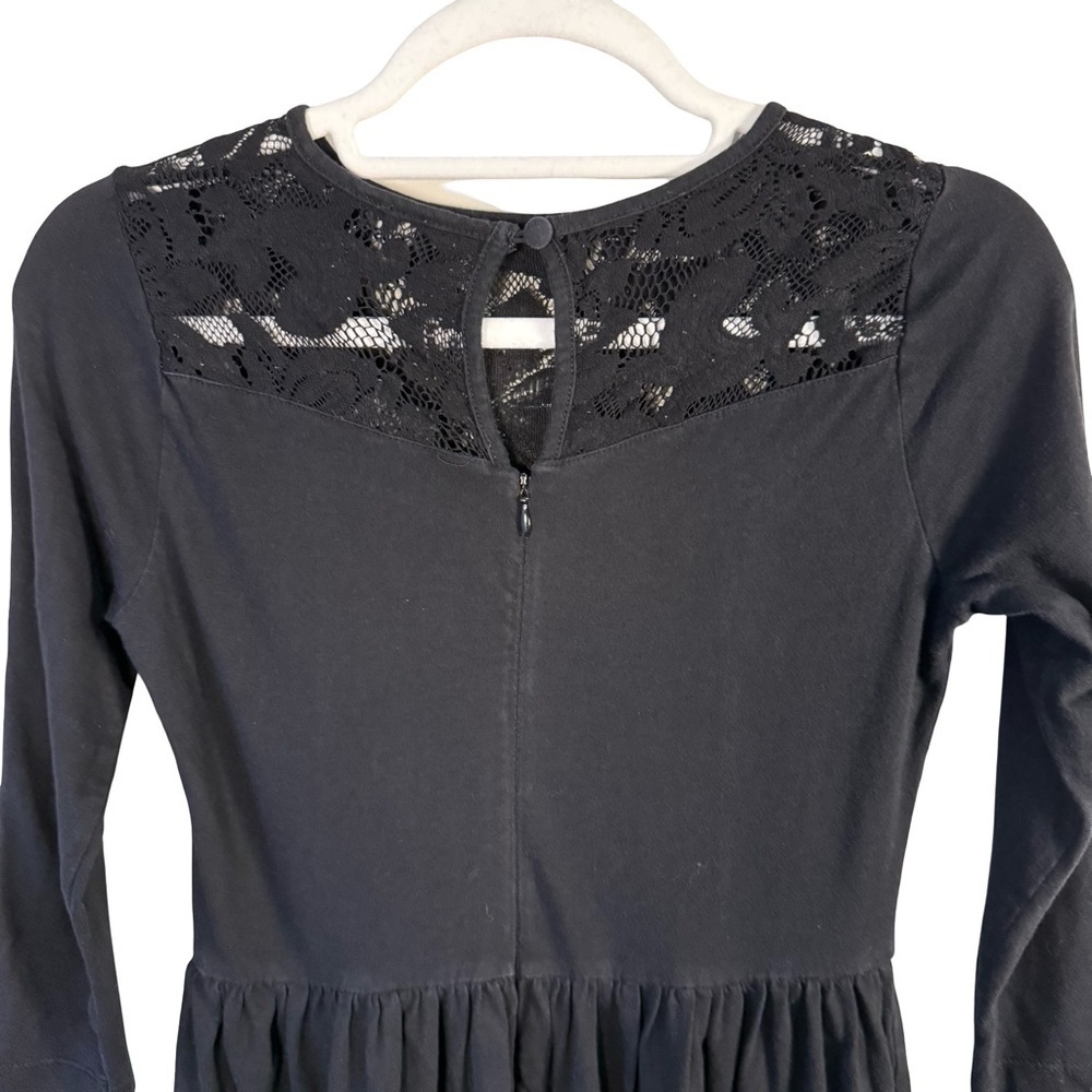 ASOS Black Lace 3/4 Length Sleeve Dress Lace Yoke Size 4 Cottagecore Romantic - Picture 10 of 11